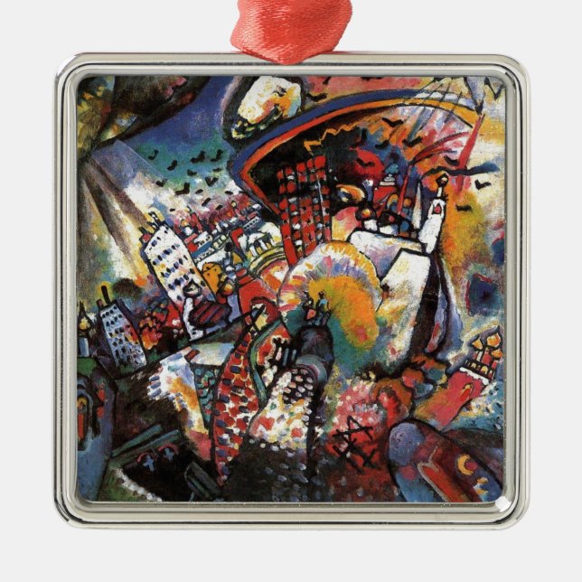Ornamento De Metal Kandinsky Moscou I Cityscape Abstrato Painting (Frente)