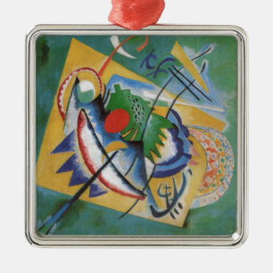 Ornamento De Metal Kandinsky Red Oval Abstrato Trabalho de arte Verde