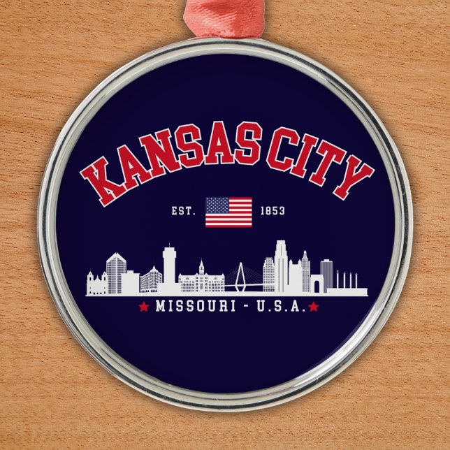 Ornamento De Metal Kansas City Modern Skyline Souvenir (Criador carregado)