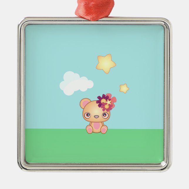 Ornamento De Metal Kawaii Bear (Frente)