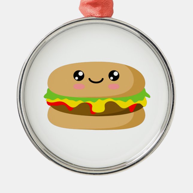 Ornamento De Metal Kawaii Burger (Frente)