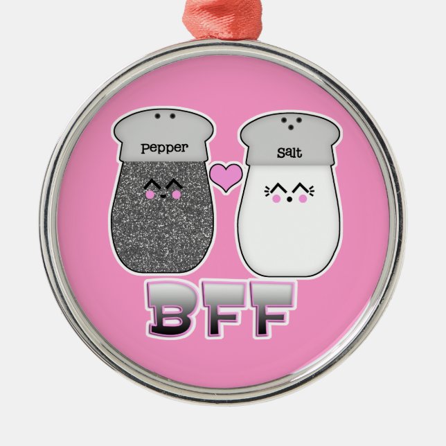 Ornamento De Metal Kawaii Salt n Pepper BFF (Frente)