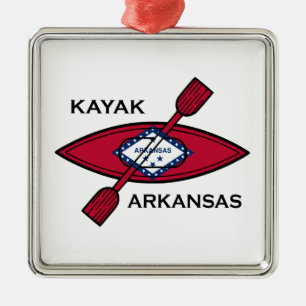 Ornamento De Metal Kayak Arkansas Flag