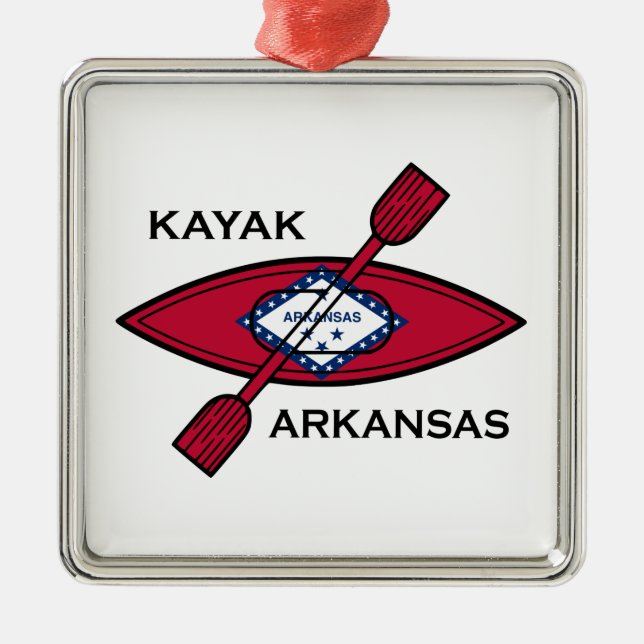 Ornamento De Metal Kayak Arkansas Flag (Frente)
