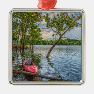 Ornamento De Metal Kayak Flutuando Em Mesa Rock Lake