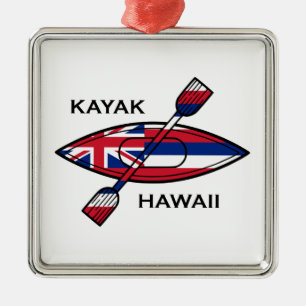 Ornamento De Metal Kayak Hawaii Flag