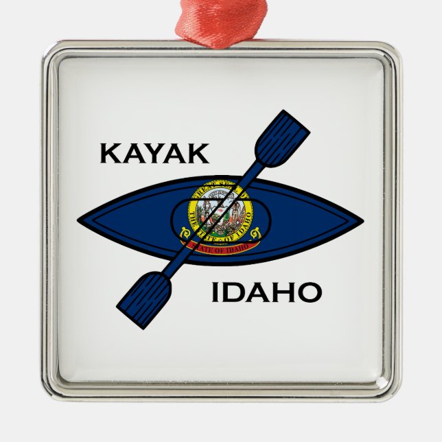 Ornamento De Metal Kayak Idaho Flag (Frente)