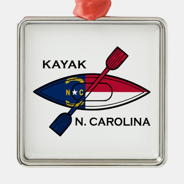 Ornamento De Metal Kayak North Carolina Flag (Frente)