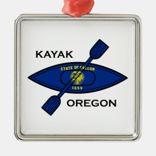 Ornamento De Metal Kayak Oregon Flag