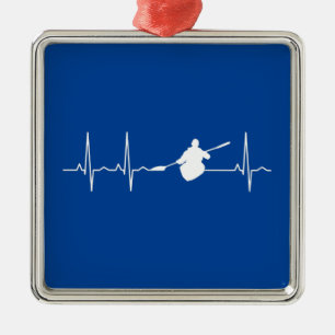 Ornamento De Metal Kayaking Heartbeat