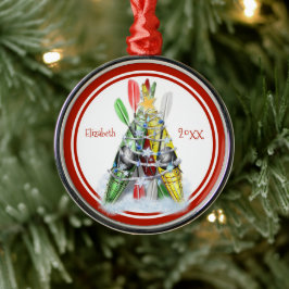 Ornamento De Metal Kayaks decorada como árvore de Natal personalizada