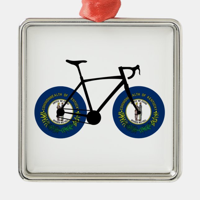 Ornamento De Metal Kentucky Flag Cycling (Frente)