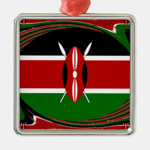 Ornamento De Metal Kenya Flag Art - Patriotic & Modern Design
