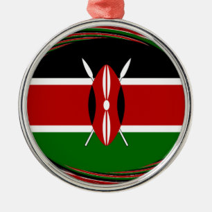 Ornamento De Metal Kenya Flag Art - Patriotic & Modern Design