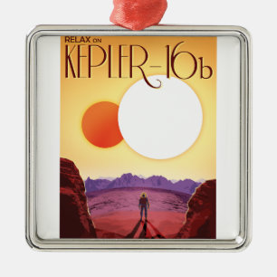 Ornamento De Metal Kepler-16b: Pôr do Sol Solar Binário Arte Espacial