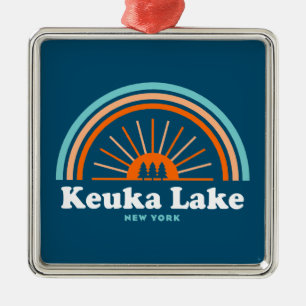 Ornamento De Metal Keuka Lake New York Rainbow