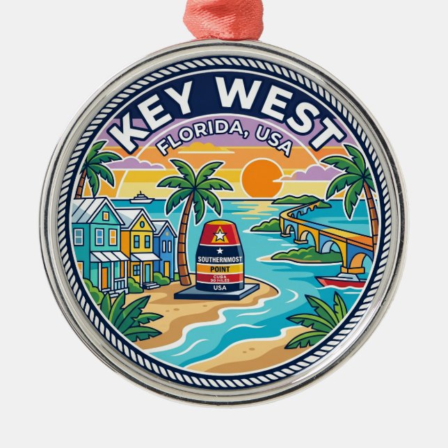 Ornamento De Metal Key West Flórida (Frente)