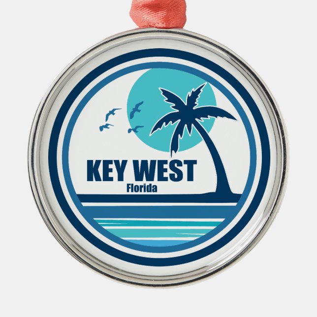 Ornamento De Metal Key West Florida Palm Tree Birds (Frente)
