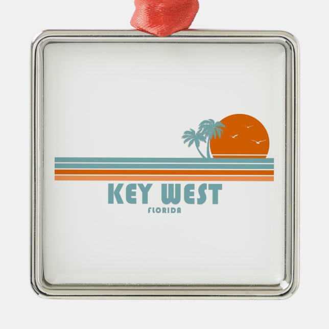 Ornamento De Metal Key West Florida Sun Palm Trees (Frente)