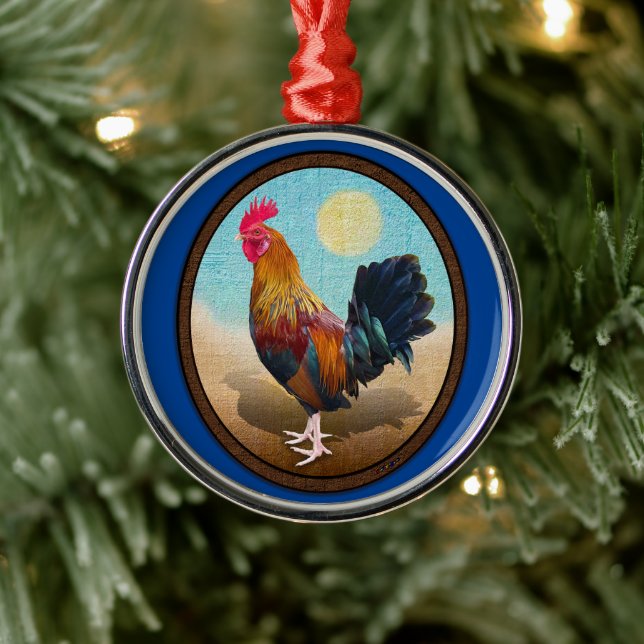 Ornamento De Metal Key West - Vintage Oval do Gypsy Rooster (Árvore)