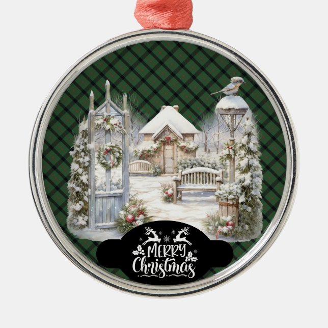 Ornamento De Metal Kincaid Scottish Clan Tartan Christmas (Frente)