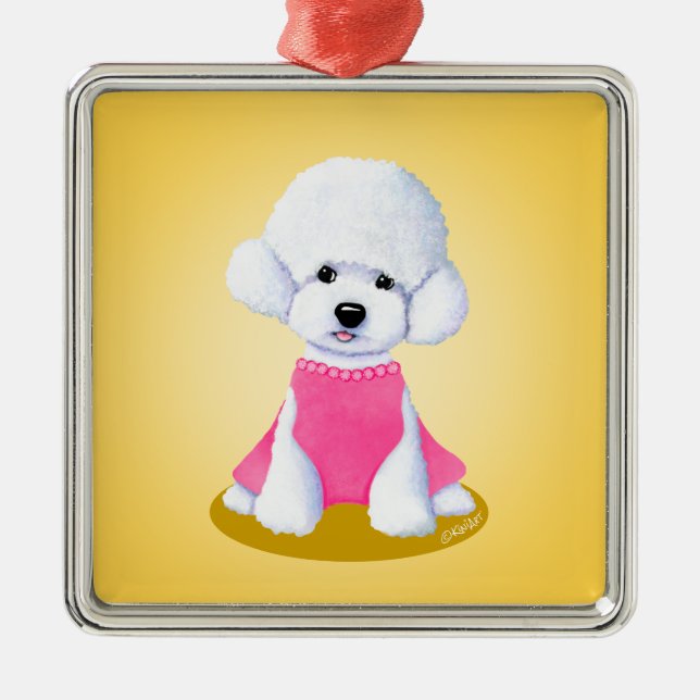 Ornamento De Metal KiniArt Bichon Frise (Frente)
