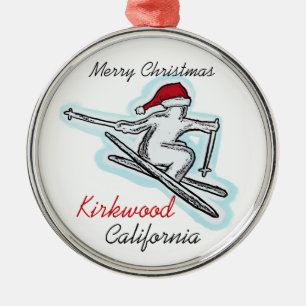 Ornamento De Metal Kirkwood California santa chapéu de esquiador