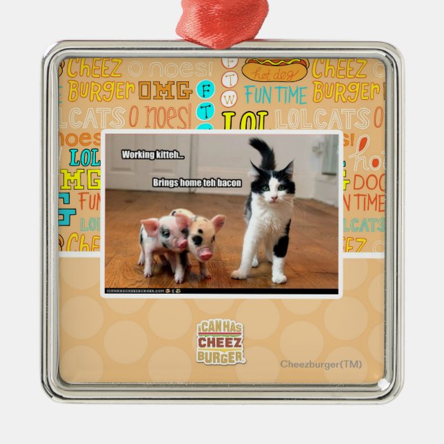 Ornamento De Metal Kitteh de trabalho (Frente)