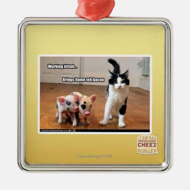 Ornamento De Metal Kitteh de trabalho (Frente)