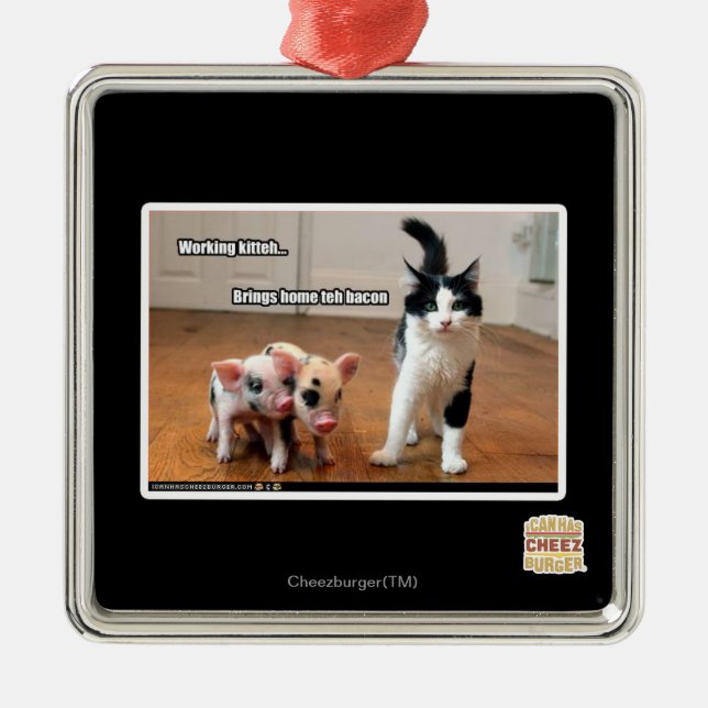 Ornamento De Metal Kitteh de trabalho (Frente)