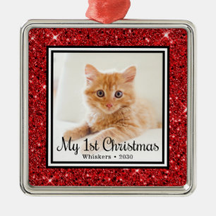 Ornamento De Metal Kitten's 1st Christmas Photo