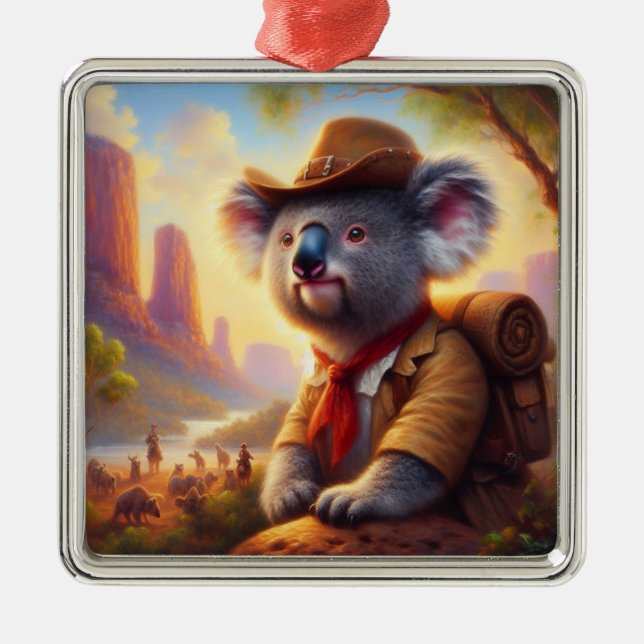 Ornamento De Metal Koala Explorer (Frente)