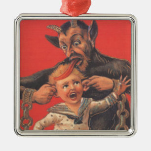 Ornamento De Metal Krampus Punindo Menino no Ouvido