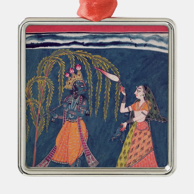 Ornamento De Metal Krishna que joga uma flauta, 'do Vahula (Frente)