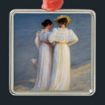 Ornamento De Metal Kroyer - Noite de Verão em Skagen Beach Closeup<br><div class="desc">Noite de Verão em Skagen Southern Beach; close on Anna Ancher and Marie Kroyer - Peder Severin Kroyer,  1893</div>