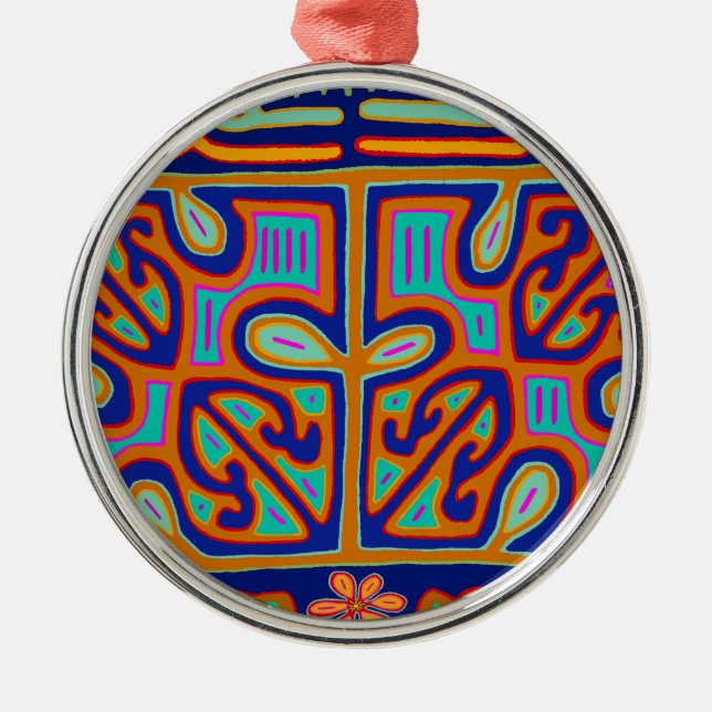 Ornamento De Metal Kuna Indian Music Box - San Blas Mola (Frente)