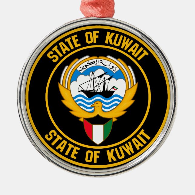 Ornamento De Metal Kuwait Round Emblem (Frente)