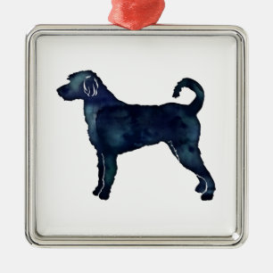 Ornamento De Metal Labradoodle Dog Breed Silhouette Black Watercolor