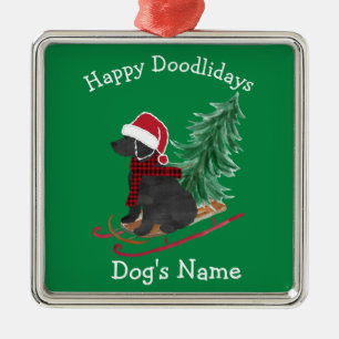 Ornamento De Metal Labradoodle Personalizado Sled de Natal