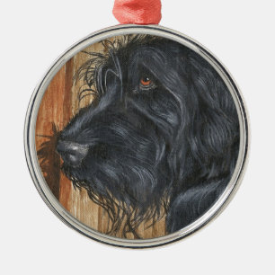 Ornamento De Metal Labradoodle preto