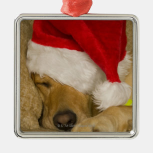 Ornamento De Metal Labrador Papai Noel