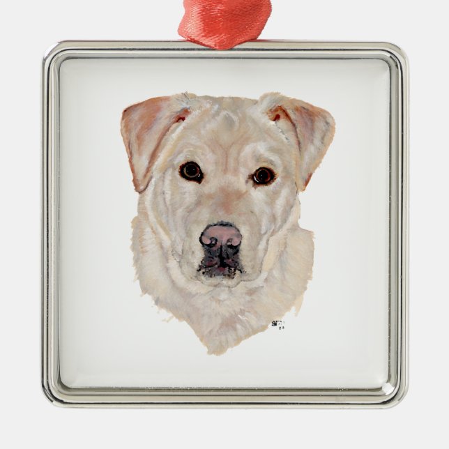 Ornamento De Metal Labrador Retriever Amarelo (Frente)