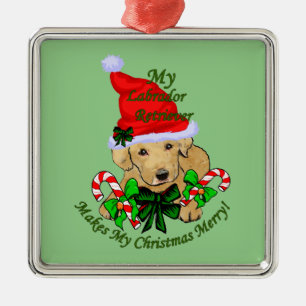 Ornamento De Metal Labrador Retriever Amarelo Natal