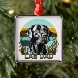 Ornamento De Metal Labrador Retriever Preto | Pai do Lab