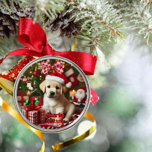 Ornamento De Metal Labrador Retriever Puppy Meu Primeiro Natal