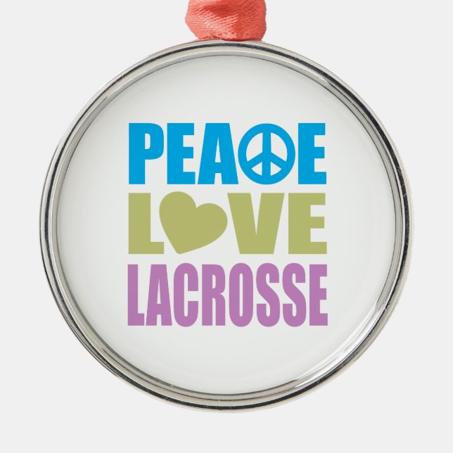 Ornamento De Metal Lacrosse do amor da paz (Frente)