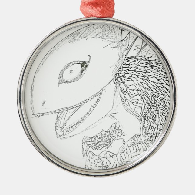 Ornamento De Metal lagarto monstro desenho animado (Frente)