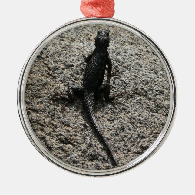 Ornamento De Metal Lagarto Preto (Frente)