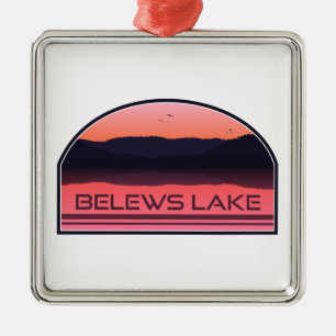 Ornamento De Metal Lago Belews Carolina do Norte Nascer do Sol Vermel
