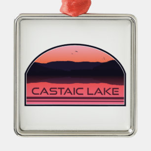 Ornamento De Metal Lago Castaic Califórnia Red Sunrise
